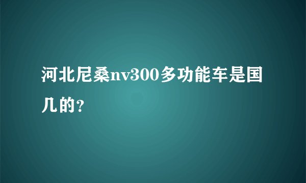 河北尼桑nv300多功能车是国几的？