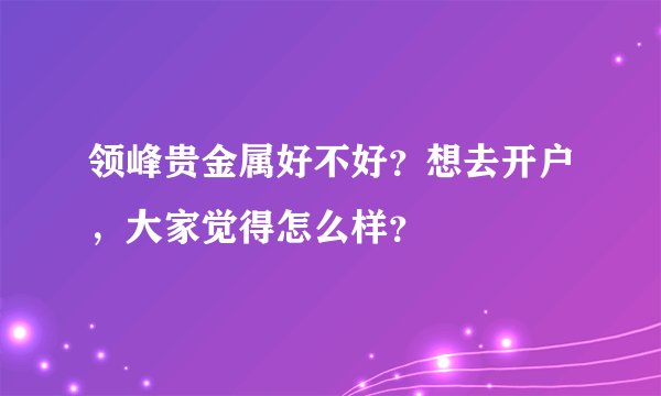 领峰贵金属好不好？想去开户，大家觉得怎么样？