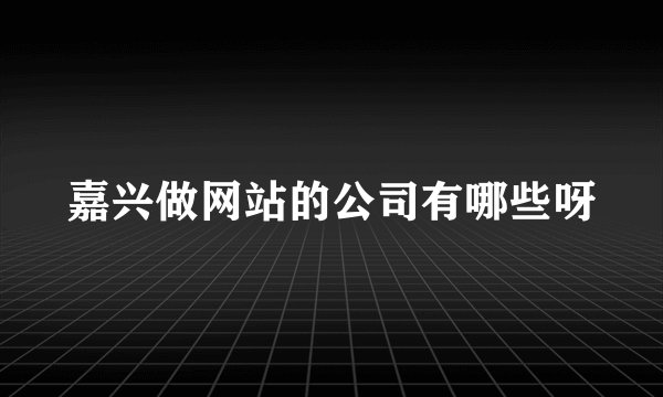 嘉兴做网站的公司有哪些呀