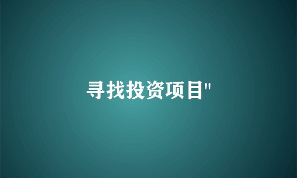 寻找投资项目
