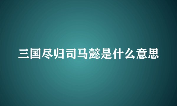 三国尽归司马懿是什么意思