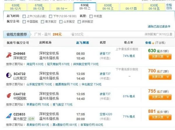 温州到深圳的往返机票