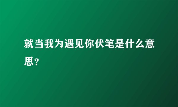 就当我为遇见你伏笔是什么意思？