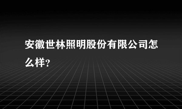 安徽世林照明股份有限公司怎么样?