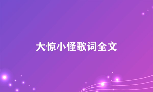 大惊小怪歌词全文