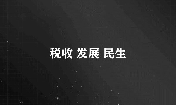 税收 发展 民生
