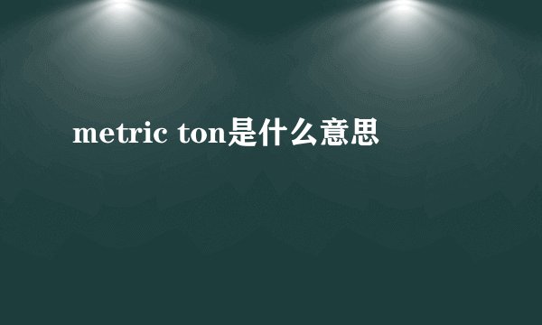 metric ton是什么意思