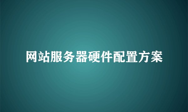 网站服务器硬件配置方案