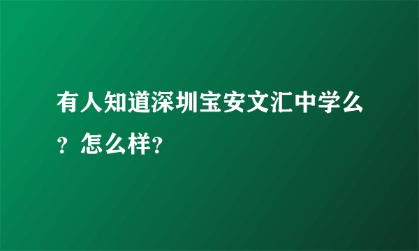 有人知道深圳宝安文汇中学么？怎么样？