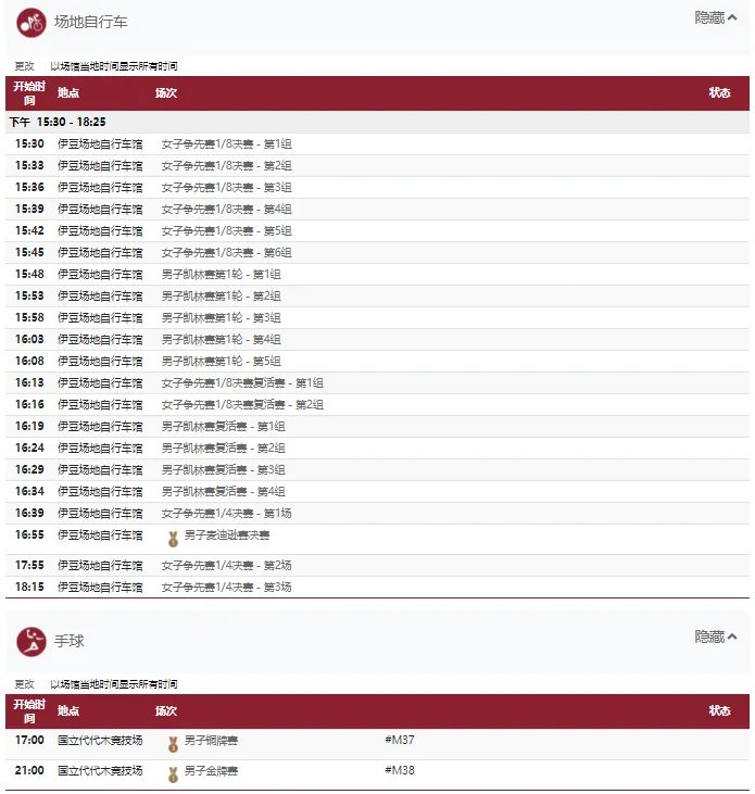 2021东京奥运会8月7日比赛详细赛程 2021东京奥运会8月7日比赛项目