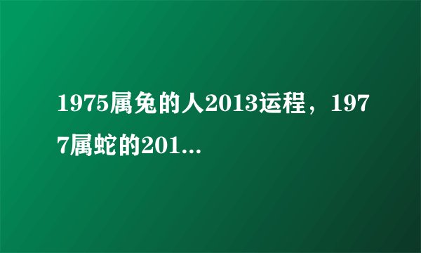 1975属兔的人2013运程，1977属蛇的2013年运势