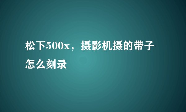 松下500x，摄影机摄的带子怎么刻录