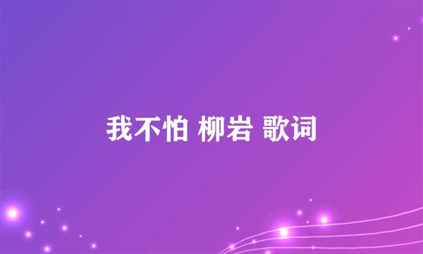 我不怕 柳岩 歌词