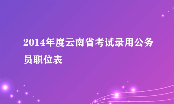2014年度云南省考试录用公务员职位表