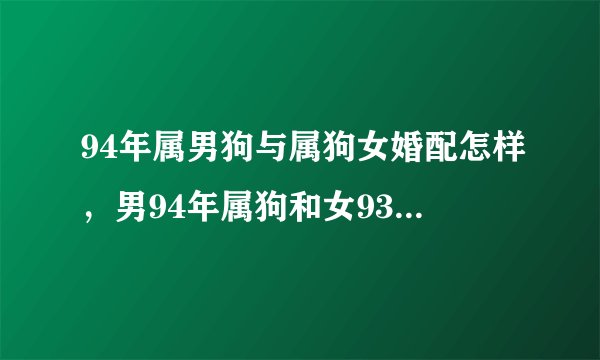 94年属男狗与属狗女婚配怎样,男94年属狗和女93属鸡,算一下婚配