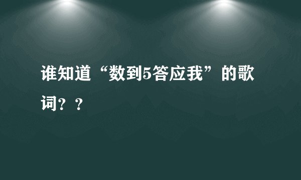谁知道“数到5答应我”的歌词？？