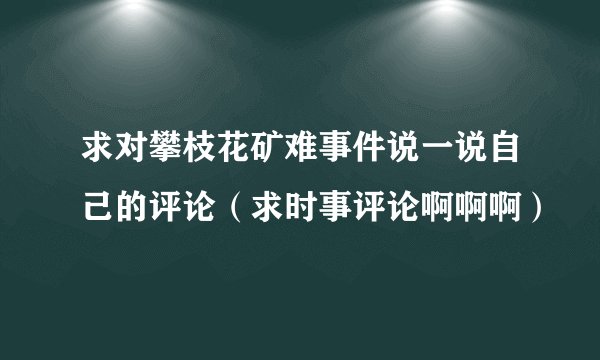求对攀枝花矿难事件说一说自己的评论（求时事评论啊啊啊）