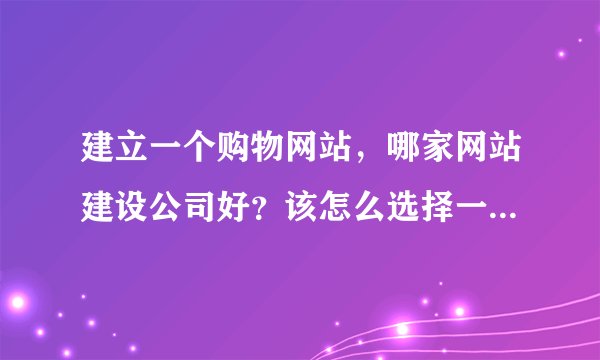 建立一个购物网站，哪家网站建设公司好？该怎么选择一个购物网站？