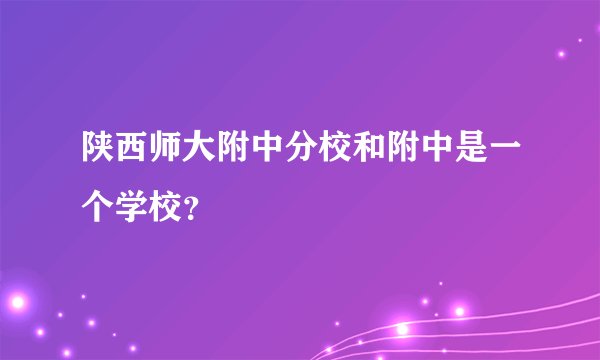 陕西师大附中分校和附中是一个学校？
