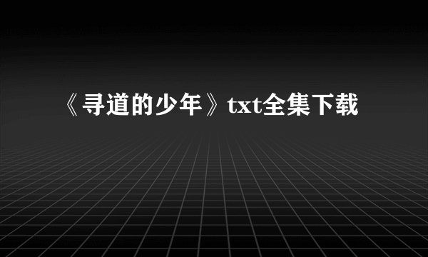 《寻道的少年》txt全集下载