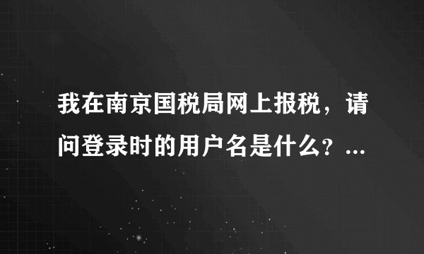 我在南京国税局网上报税，请问登录时的用户名是什么？初始密码是什么？