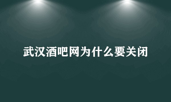武汉酒吧网为什么要关闭