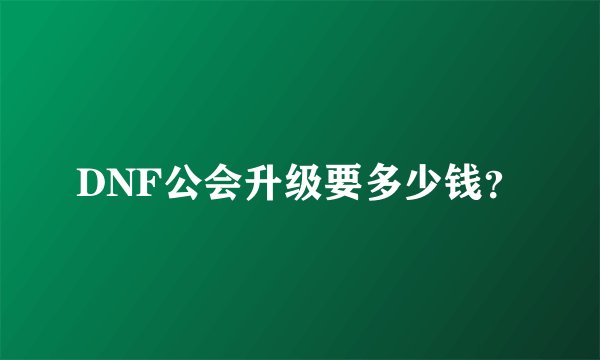 DNF公会升级要多少钱？