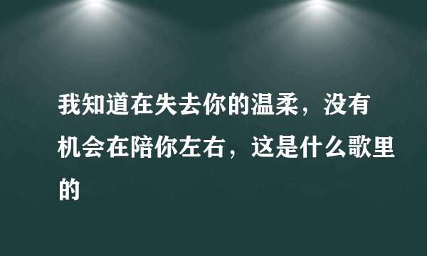 我知道在失去你的温柔，没有机会在陪你左右，这是什么歌里的
