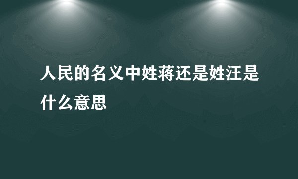 人民的名义中姓蒋还是姓汪是什么意思