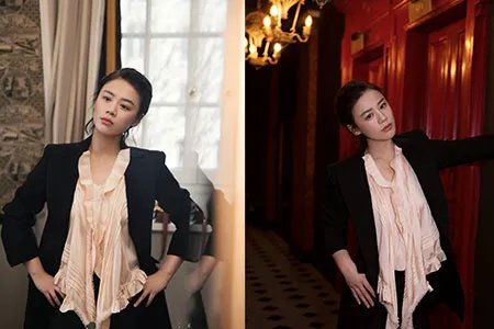 马思纯宋茜拍写真气质突出 现身巴黎时装秀穿西装超有型