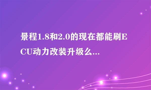 景程1.8和2.0的现在都能刷ECU动力改装升级么？效果明显么？