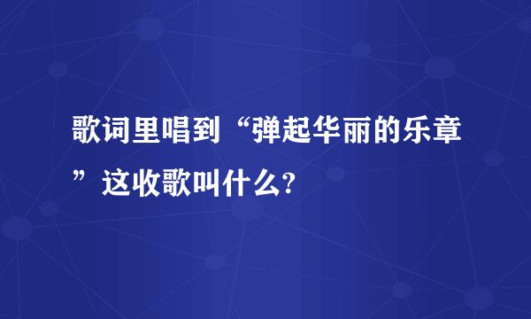 歌词里唱到“弹起华丽的乐章”这收歌叫什么?