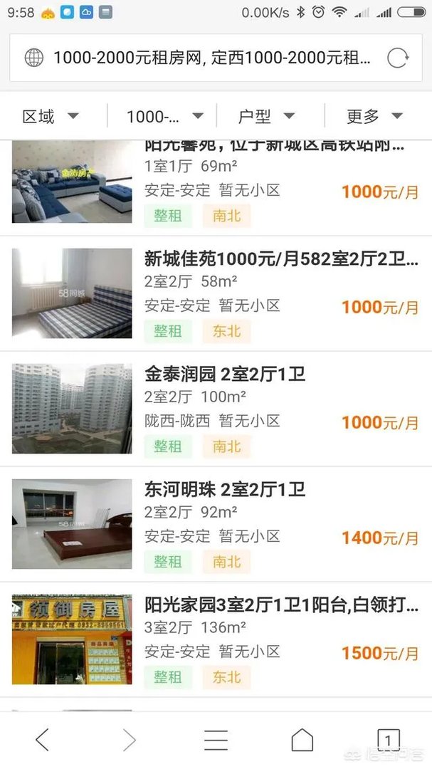 在定西1500元能租到什么样的房子？