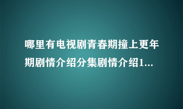 哪里有电视剧青春期撞上更年期剧情介绍分集剧情介绍1-24集大结局 ...？