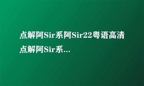 点解阿Sir系阿Sir22粤语高清 点解阿Sir系阿Sir22集国语