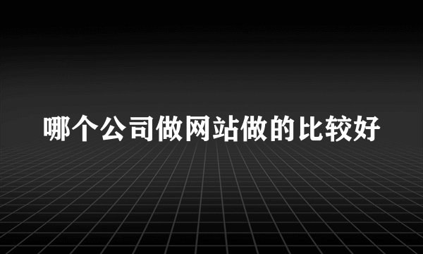 哪个公司做网站做的比较好