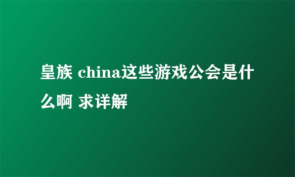 皇族 china这些游戏公会是什么啊 求详解