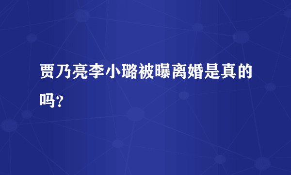 贾乃亮李小璐被曝离婚是真的吗？