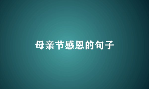 母亲节感恩的句子