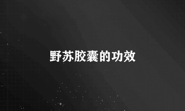 野苏胶囊的功效