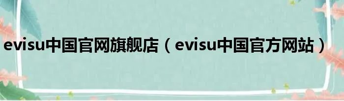 evisu中国官网旗舰店（evisu中国官方网站）