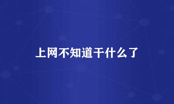 上网不知道干什么了