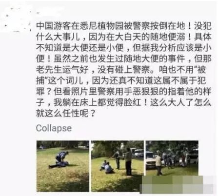 中国游客在澳随地便溺 装病拘捕传闻是否属实