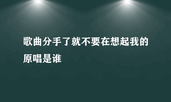 歌曲分手了就不要在想起我的原唱是谁