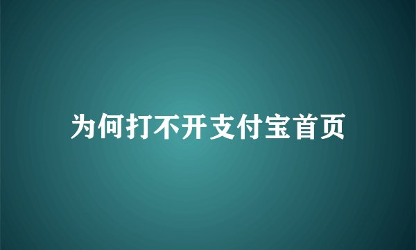 为何打不开支付宝首页