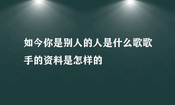 如今你是别人的人是什么歌歌手的资料是怎样的