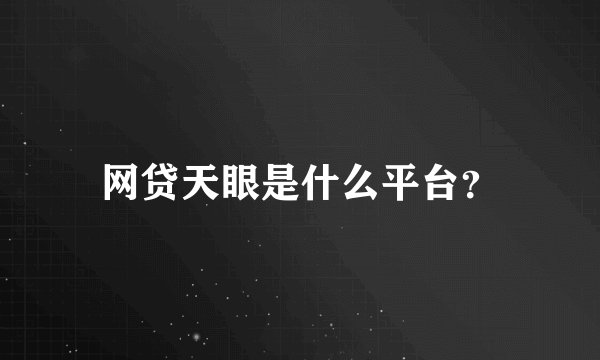 网贷天眼是什么平台？