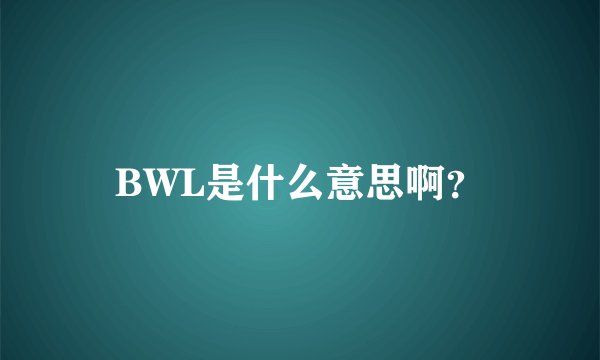 BWL是什么意思啊？