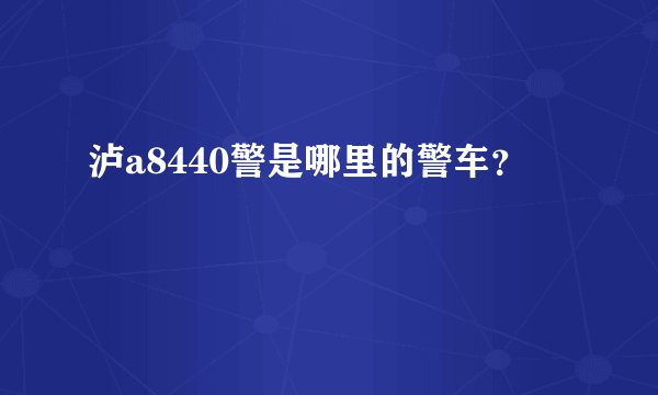 泸a8440警是哪里的警车？