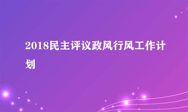 2018民主评议政风行风工作计划